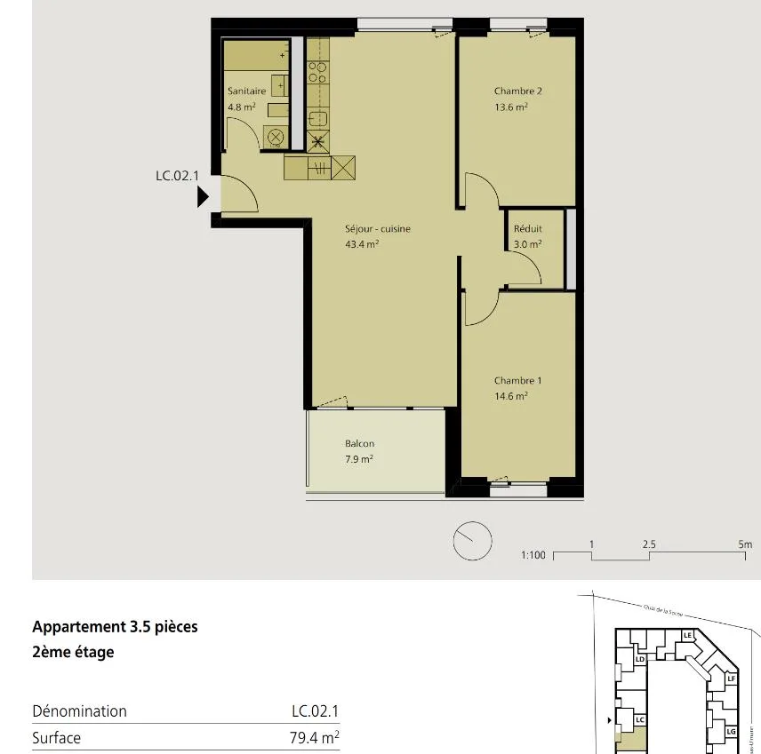 Schönes 3.5-Zimmer-Apartment im 2. Stock in Delémont 1 zu vermieten