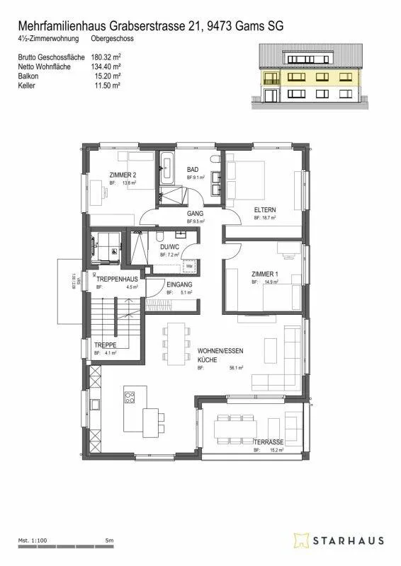 Appartement 4.5 pièces au 1er étage, à Gams – photo 8 sur 11
