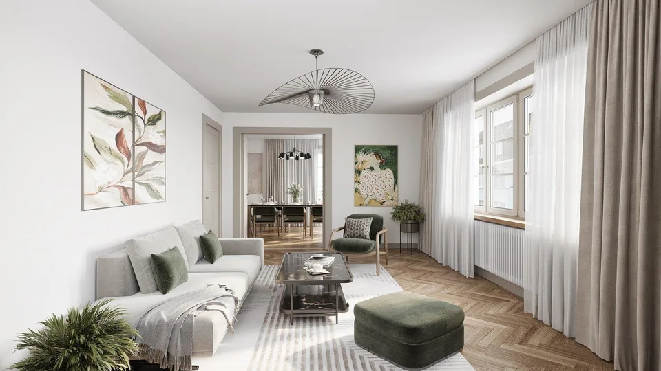 Première location - Appartement exclusif de 4,5 pièces avec place assise dans le jardin