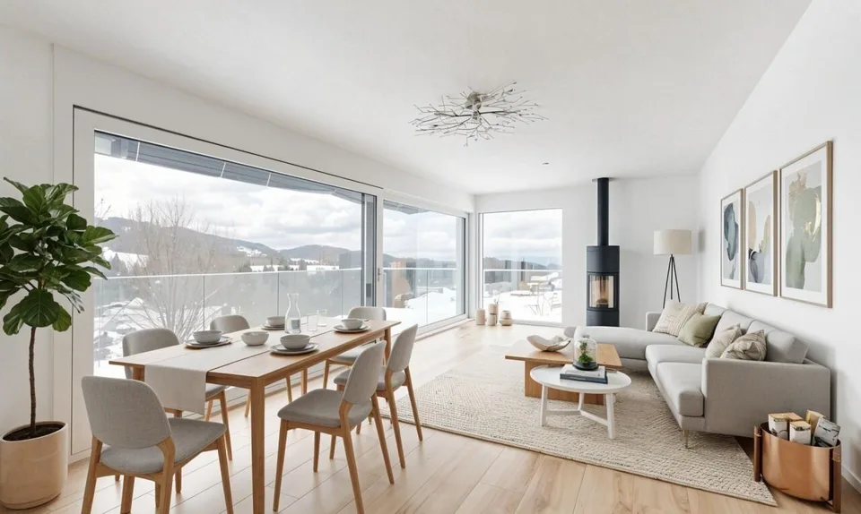 Wohnen mit Aussicht - stilvolle Terrassenwohnung in Plasselb