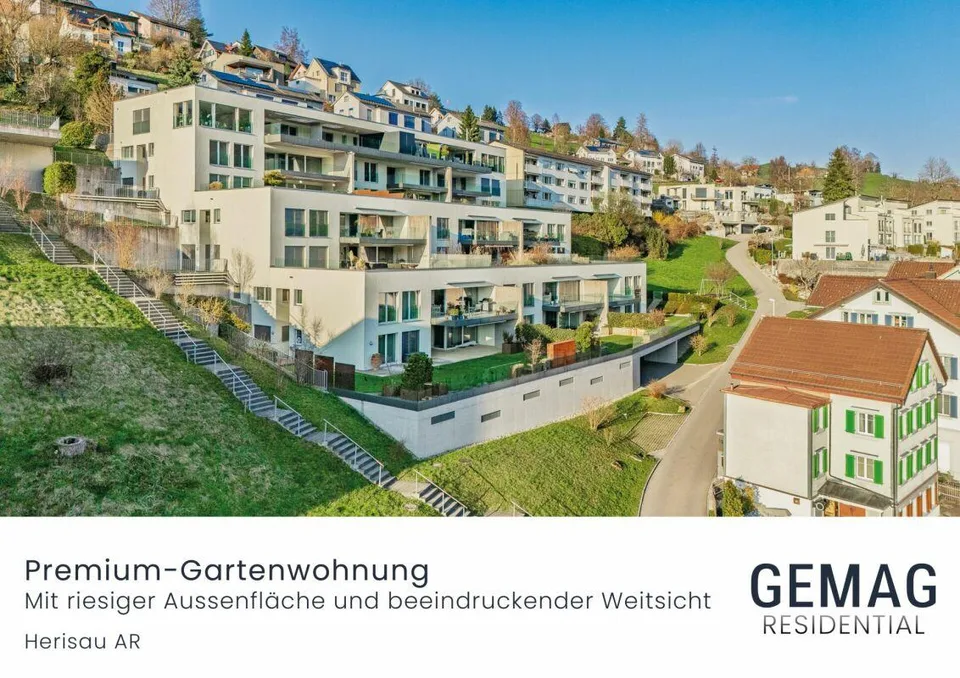 Premium-Gartenwohnung mit riesiger Aussenfläche und Weitsicht