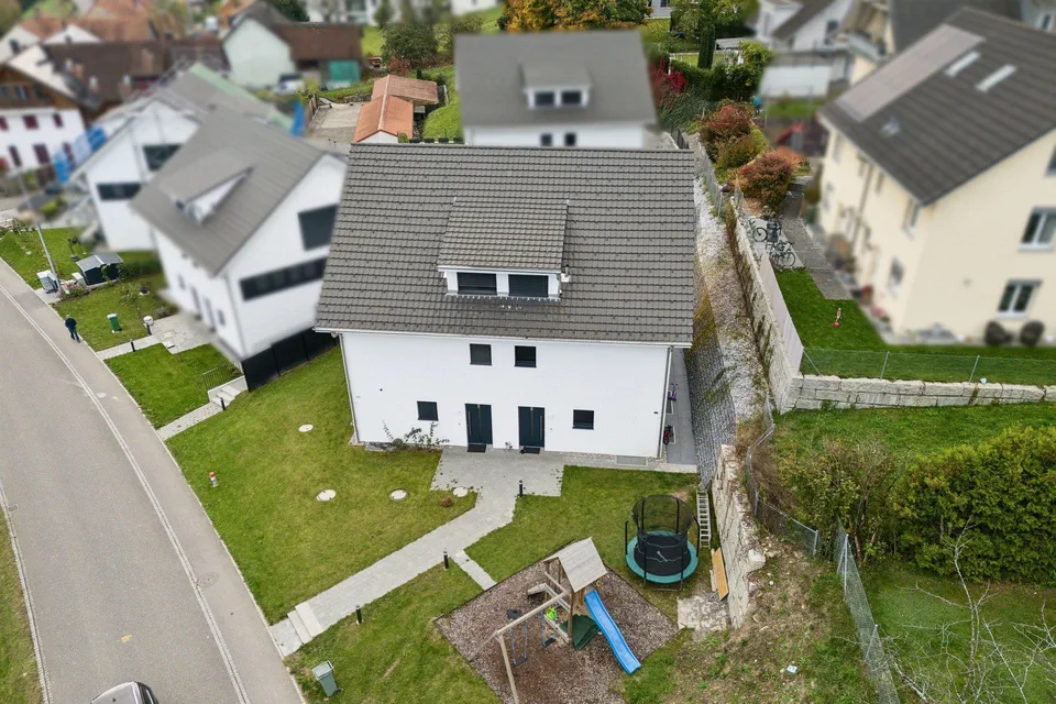 Modern single-family house with large garden