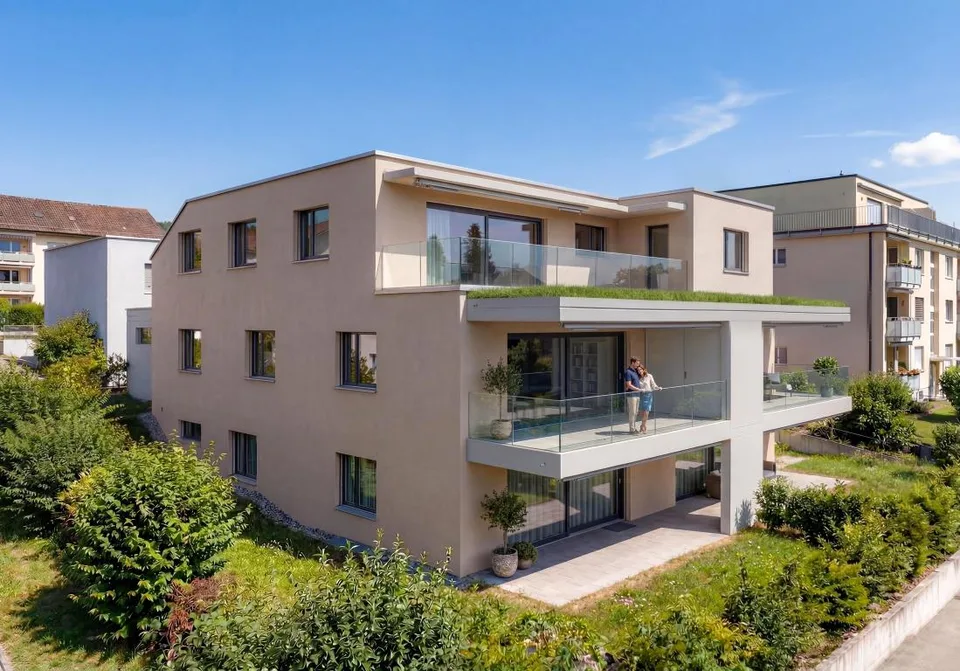 Spezielle 5.5-Zimmer-Terrassenwohnung mit Weitsicht und ganztags Be...