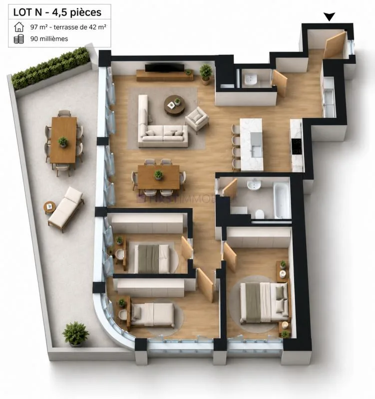 25 13 Helles 4.5 Zimmer mit Terrasse in Chesières in PPE Soleil – Foto 20 von 33