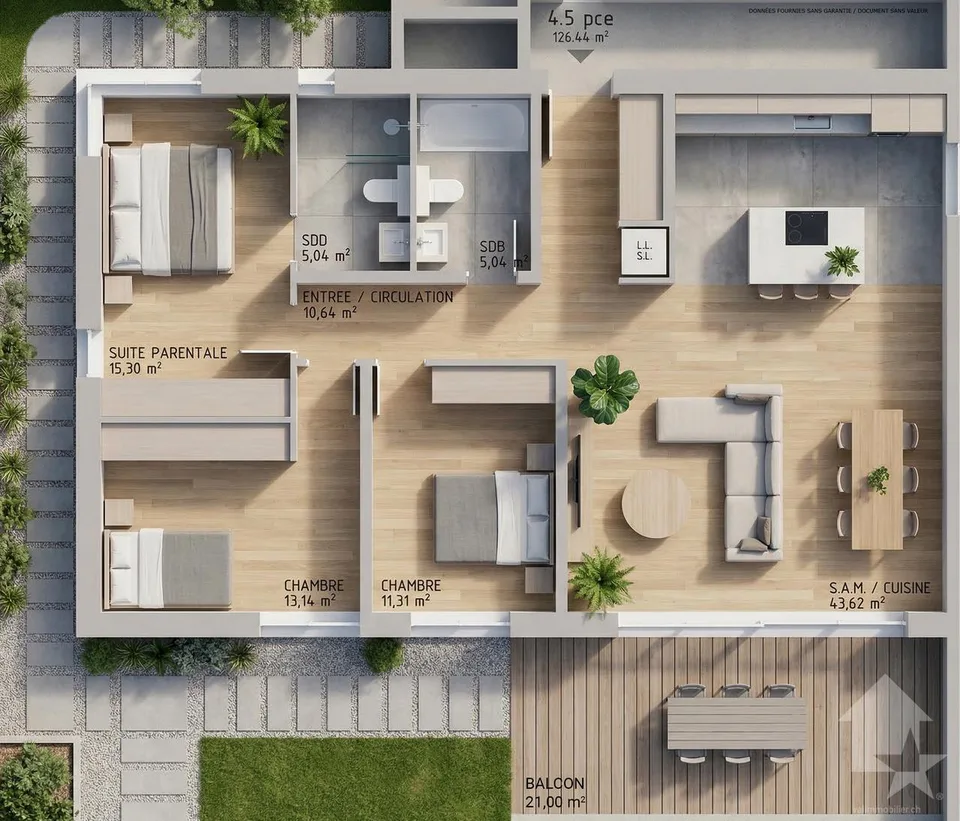 Wohnung 4.5 Zimmer - Los A2 - Les Jardins de Plan-Conthey
