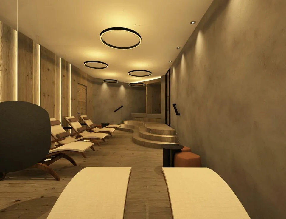 Primavera Saas-Grund neue Attikawohnung. Wellness im Haus.