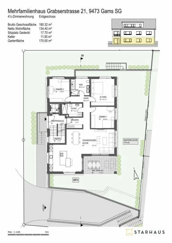 Appartement de jardin 4.5 pièces à Gams – photo 7 sur 10