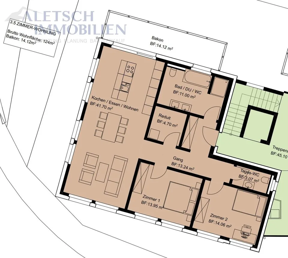 Appartement 3,5 pièces au 2e étage - au cœur de Fiesch