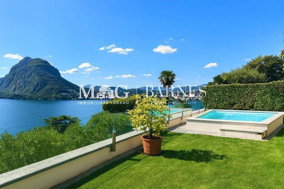 Lugano, Castagnola: Appartamento vista lago con piscina e giardino
