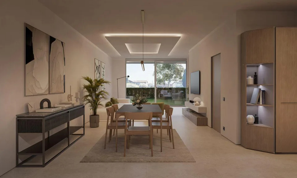 Moderna villetta a schiera di testa con giardino privato, di nuova ...
