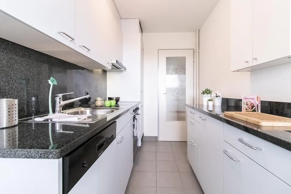 Bello appartamento moderno 3.5 locali con balcone e ambiente verde