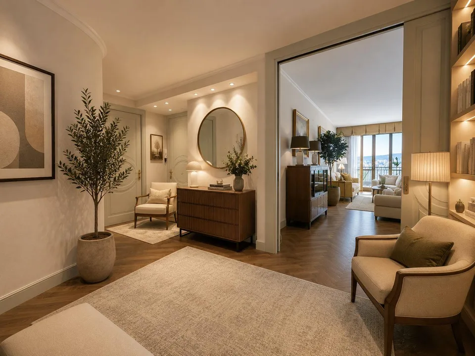 Appartement panoramique sur deux niveaux avec suite d'invités indépendante à Lugano Castagnola