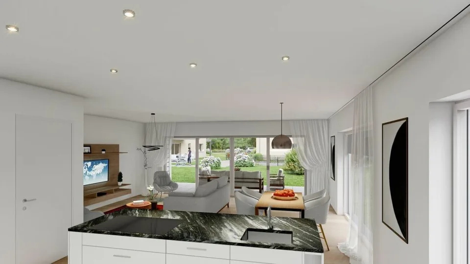Neubau 6.5-Zi.-Doppeleinfamilienhaus mit Garten in Saland