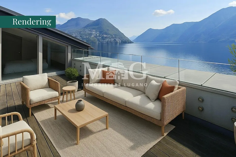 Lugano: Attico in Villa d’Epoca con vista lago e terrazza panoramica