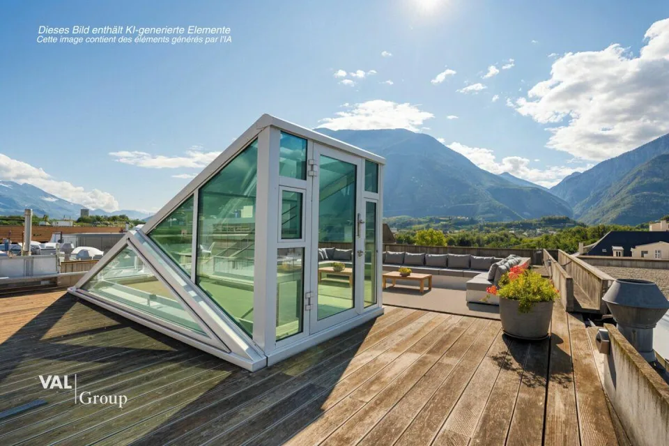 Attique en duplex avec terrasse sur le toit, au coeur de la ville