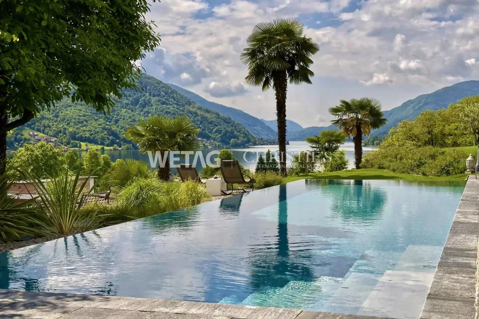 Lugano-Agno: Elegante Villa mit Panorama-Infinity-Pool, Sauna & wei...
