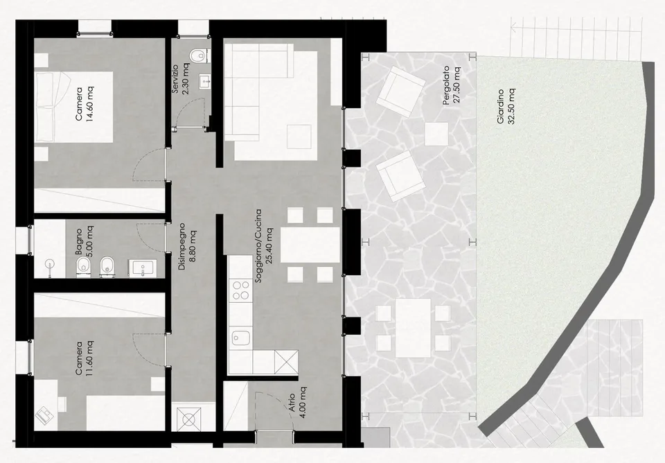12 B - 3.5 Appartamento con pergolato e giardino privato – foto 8 di 11