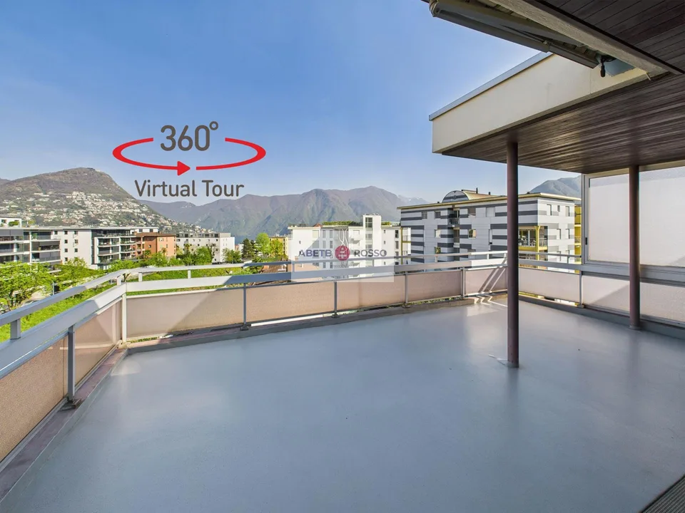 Attico, terrazza panoramica, vicino a stazione FFS e centro Lugano.