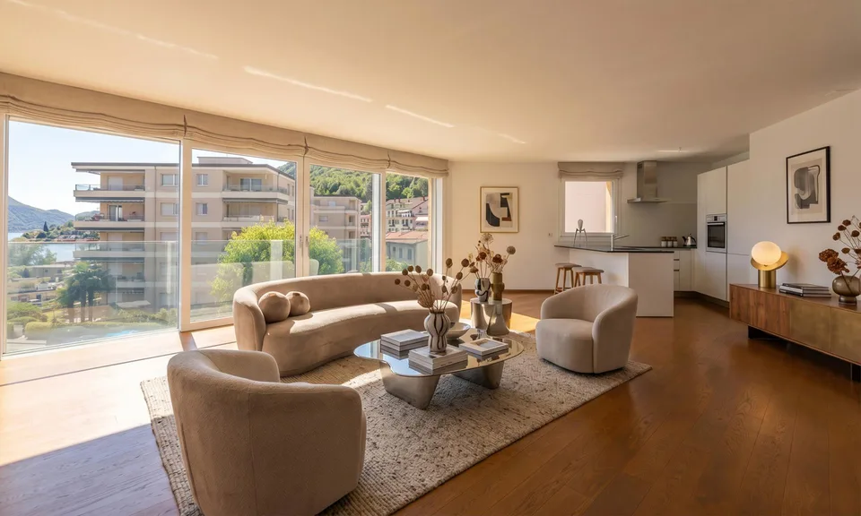 GERÄUMIGE UND HELL 4.5 ZIMMER MIT DACH TERRASSE UND SEEBLICK IN MELIDE