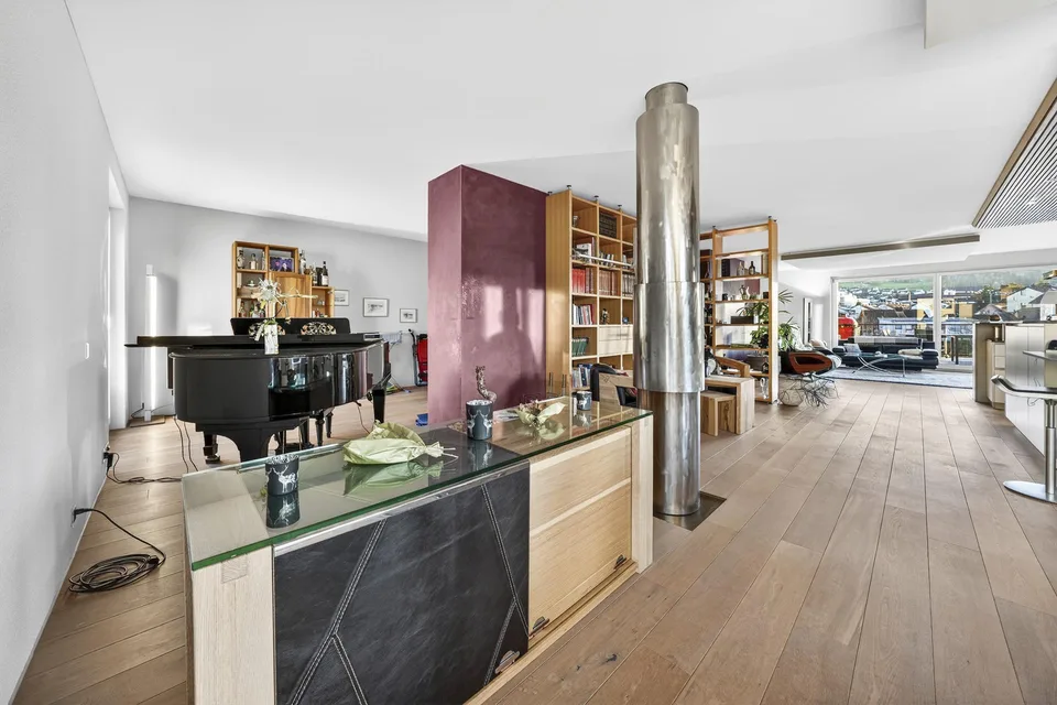 Exklusive Attikawohnung mit separatem Atelier im Parterre