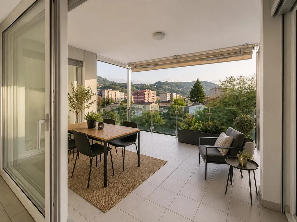 Elegante 4,5-Zimmer-Wohnung mit Panoramablick und doppelter Terrasse in Agno