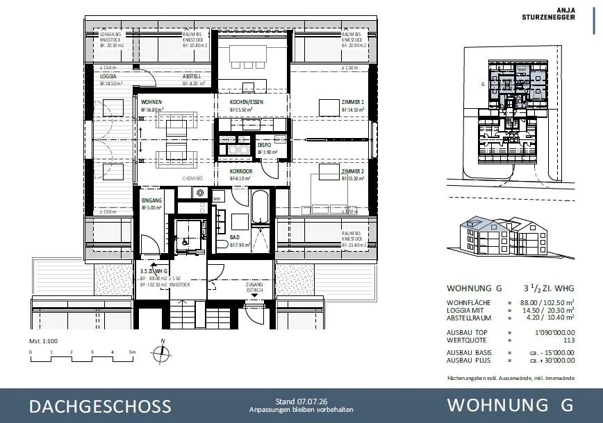 Stilvolle, helle Dachwohnung