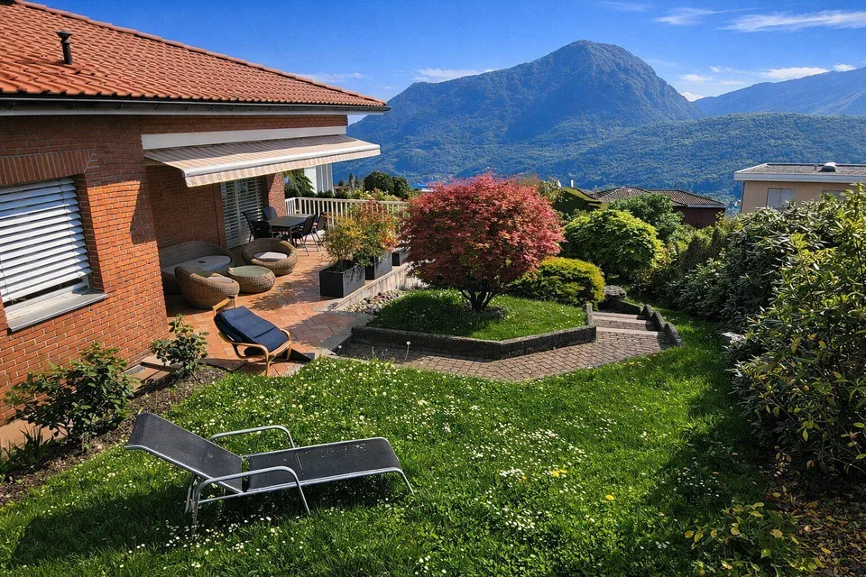Splendida villa a Carona con vista, giardino e terrazza
