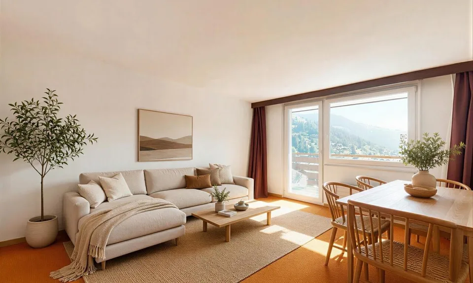 Incantevole monolocale con balcone e piscina nel cuore di Morgins