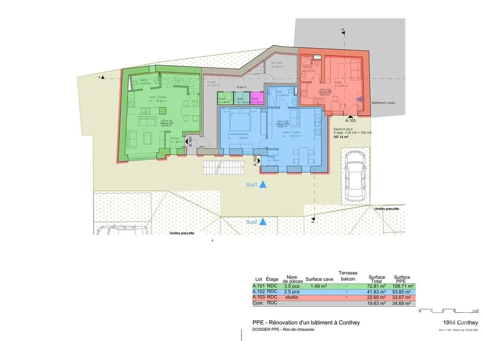 Immeuble de 5 appartements à rénové avec permis de construire en force