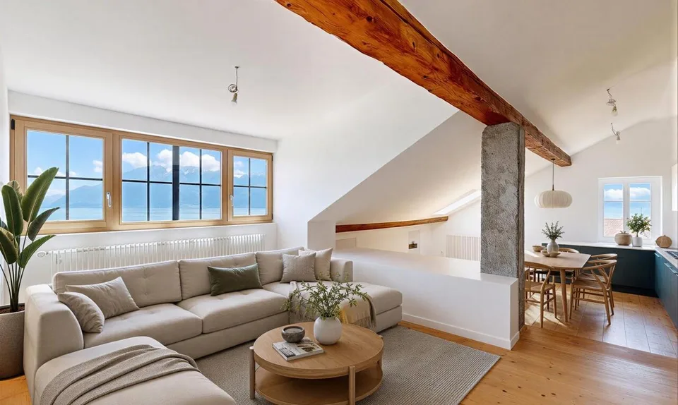 Maison vigneronne du XVIIᵉ rénovée – Vue lac & Alpes au cœur de Rivaz