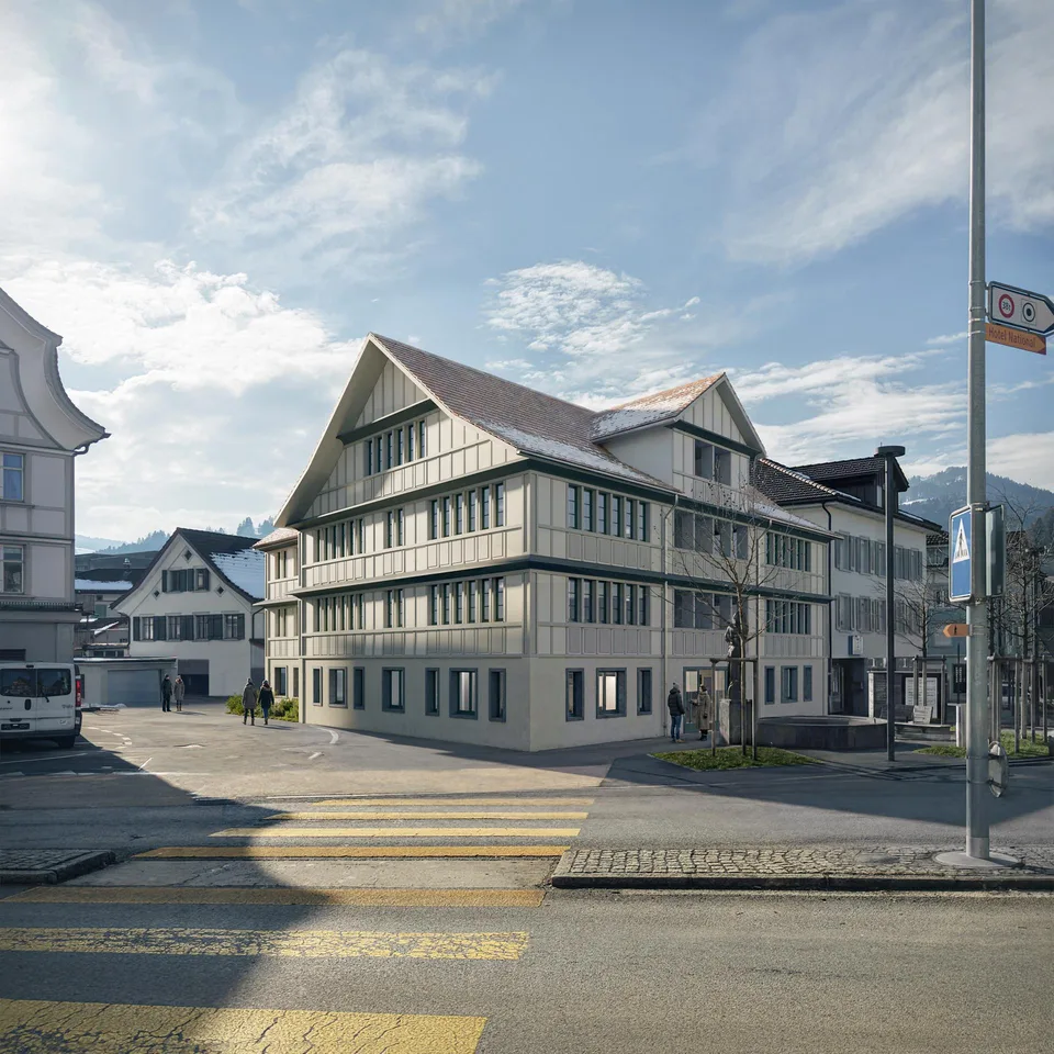 "Neubau Dorfplatz 7 – Gewerbeflächen im Eigentum | Wattwil"