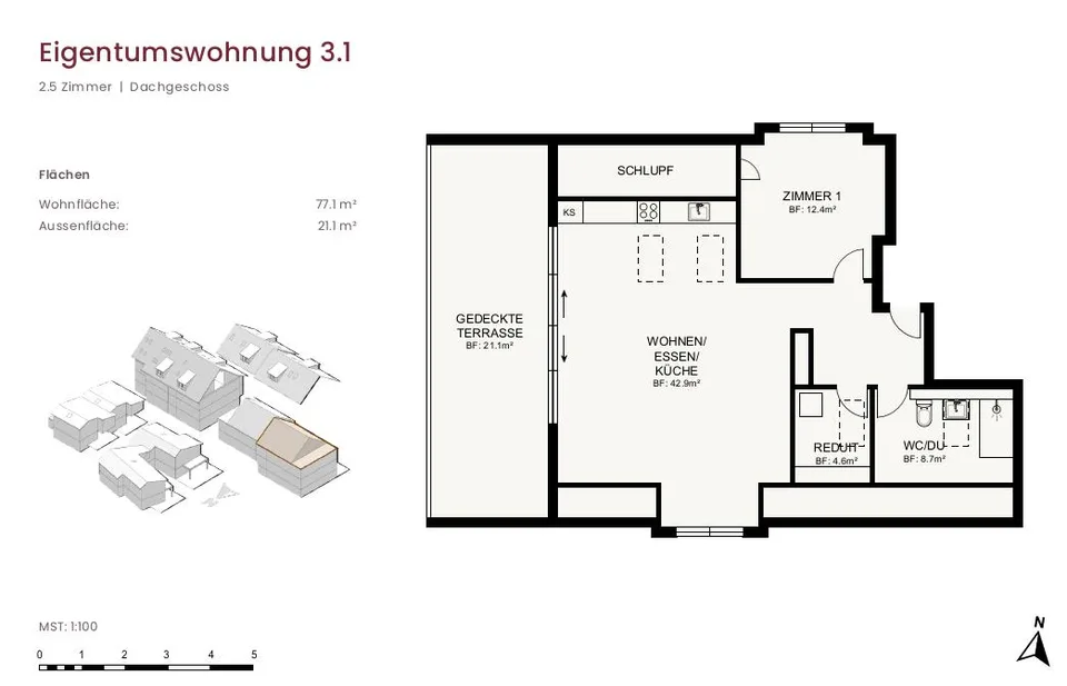 Neubauprojekt "im Gärtli" Wilchingen - 2.5-Zimmer-Dachwohnung