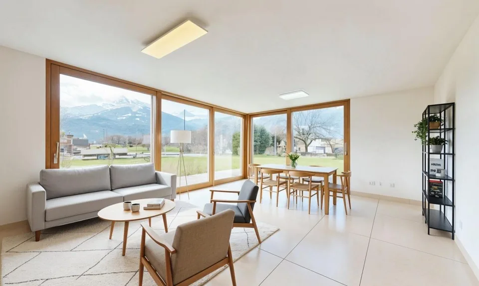 Villa contemporanea con vista sulle Dents du Midi e potenziale unico