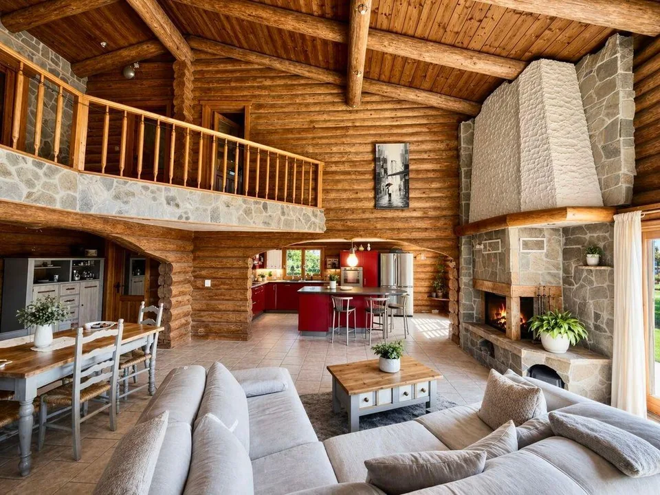 MAISON INDIVIDUELLE D'EXCEPTION EN RONDINS DE BOIS
