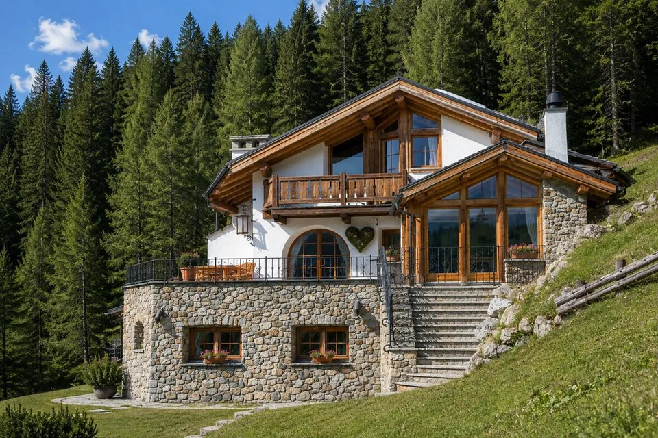 La Punt Chamues-ch: 10-Zimmer-Villa mit Bergsicht und 5 Parkplätzen
