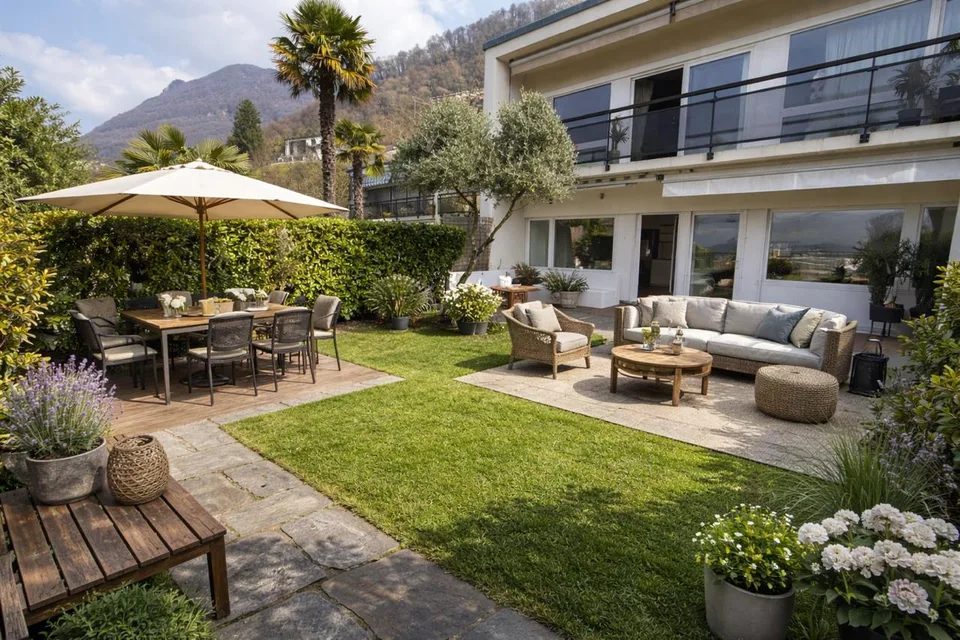 "Elegante appartamento 4.5 locali con giardino privato a Lugano"