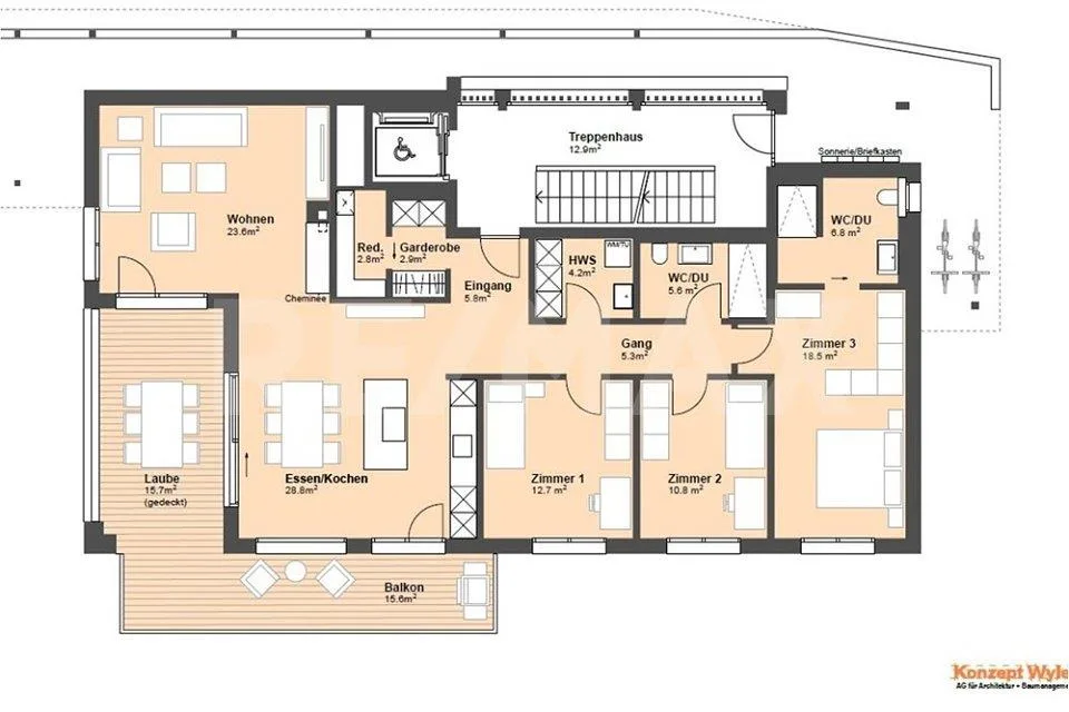 Lichtdurchflutete 4.5-Zimmer-Erdgeschosswohng mit Teilseesicht