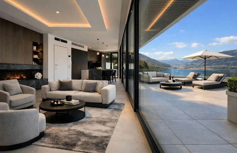Villa di design in posizione unica con vista lago mozzafiato e darsena