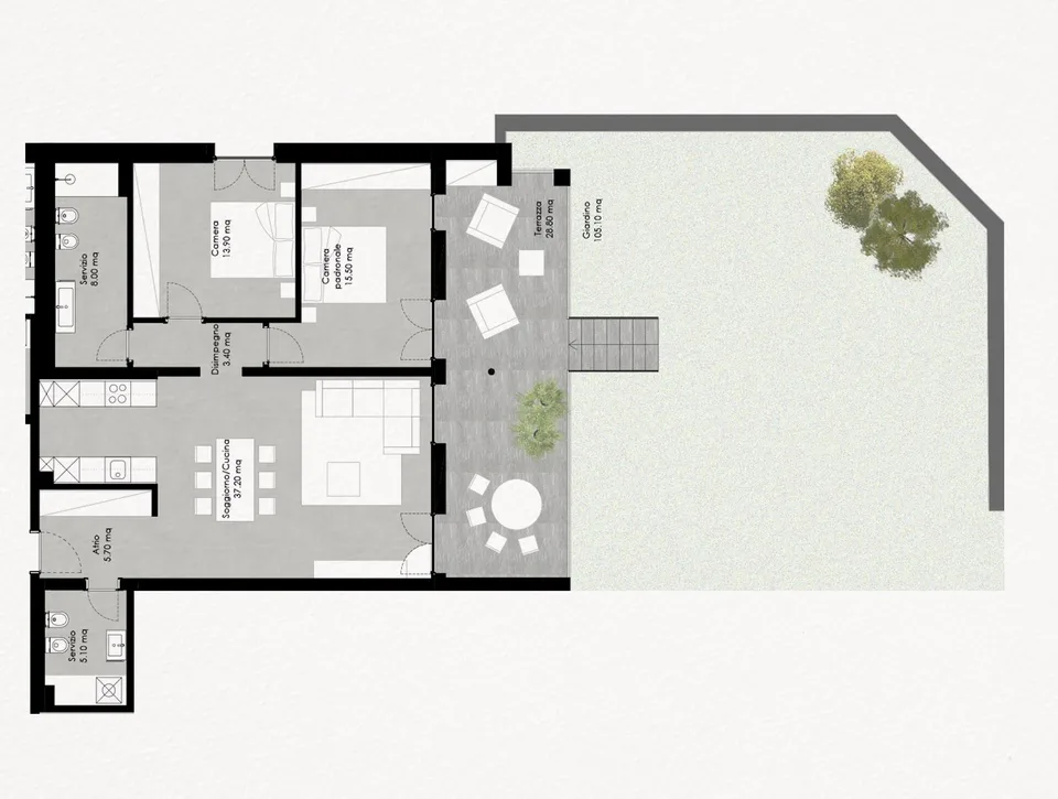 3.5 Appartamento vista lago con terrazza e giardino - Residenza Lum... – Foto 6 von 6