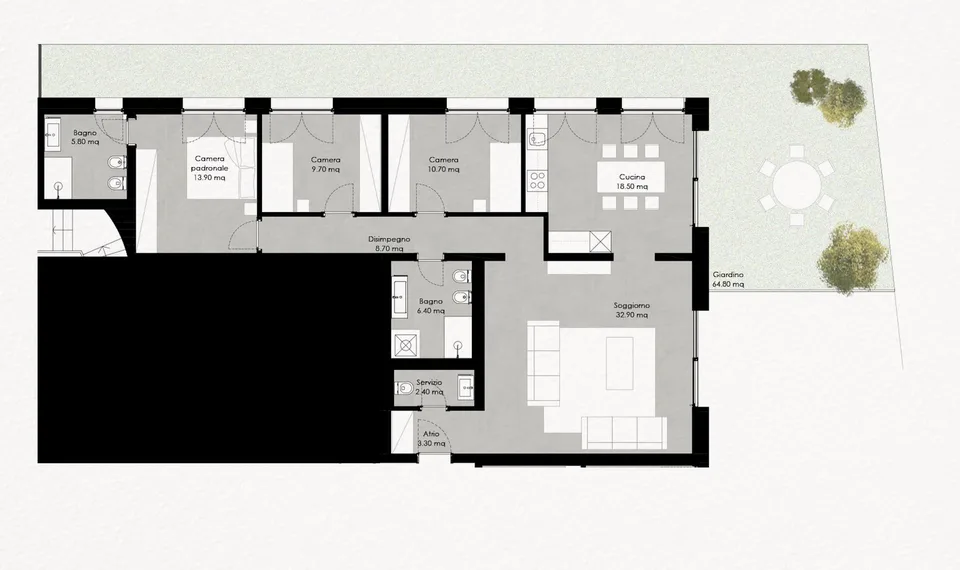 4.5 Appartamento con giardino e parziale vista lago - Residenza Lum... – Foto 8 von 8