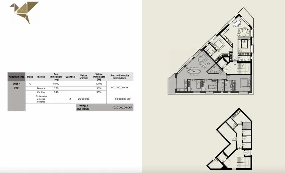 ORIGLIO RESIDENZA ORIGAMI · ELEGANTE 4.5 LOCALI DI DESIGN – photo 7 sur 8