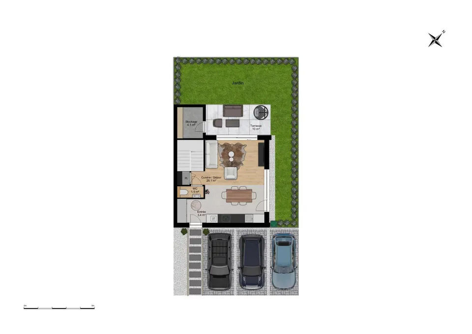 3.5-room semi-detached villa in solid wood