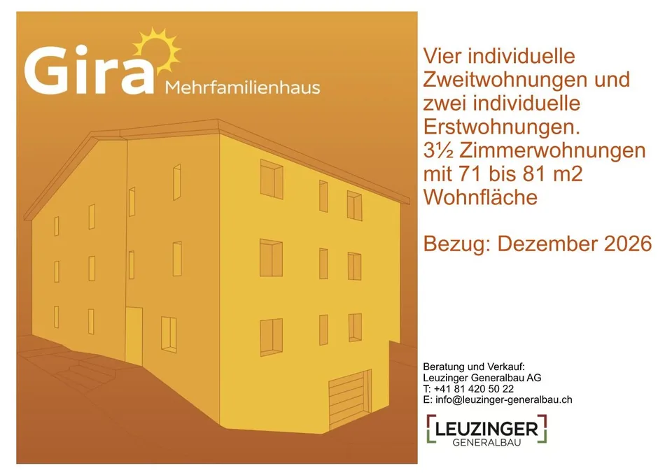 3,5-Zimmer-Erstwohnungen in Feldis – Sonnige Lage & modernes Wohnen