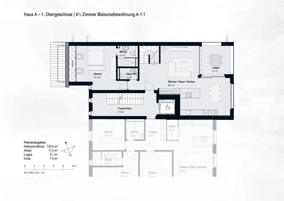 4½-Zimmer-Maisonette-Wohnung mit Atelier in Ettingen – Foto 8 von 28