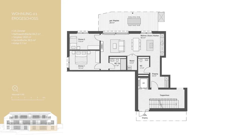 3½-Zimmer Erdgeschosswohnung mit Gartenidylle in Berikon – Foto 12 von 13