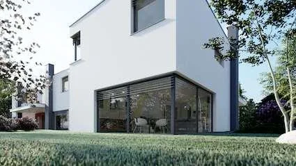 Moderna casa con giardino