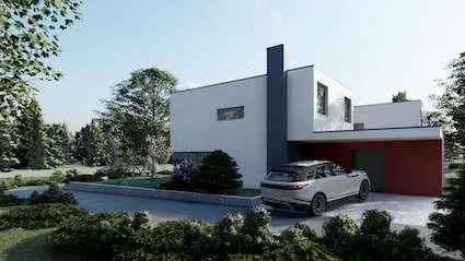 Moderna casa con giardino