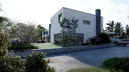 Moderna casa con giardino