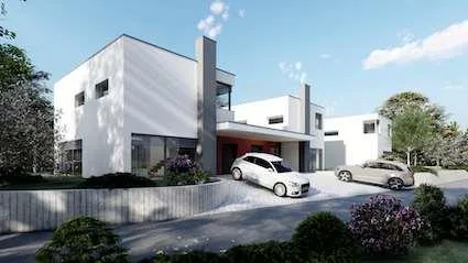 Moderna casa con giardino