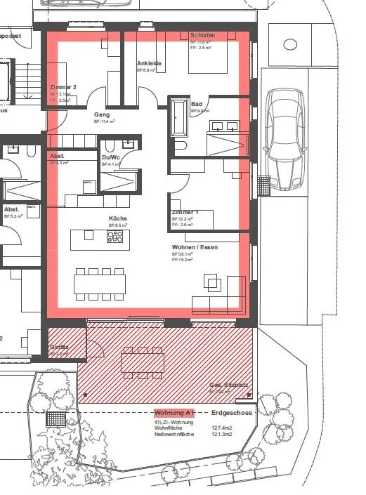 Moderne 4.5 Zimmer Erdgeschosswohnung